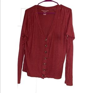 american eagle cropped button down